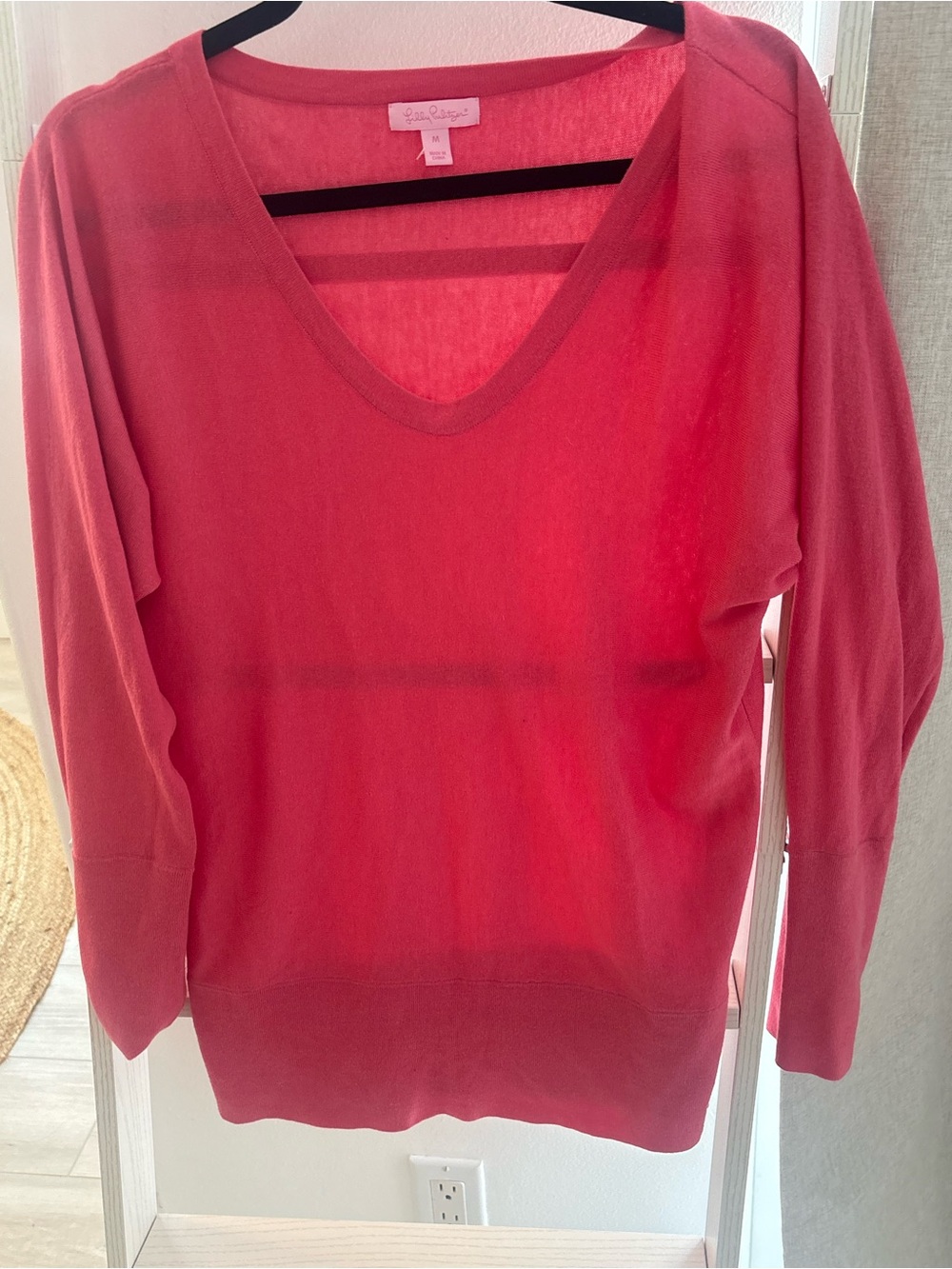 Lilly Pulitzer Coral V-Neck Lightweight Knit Sweater - Picture 6 of 7